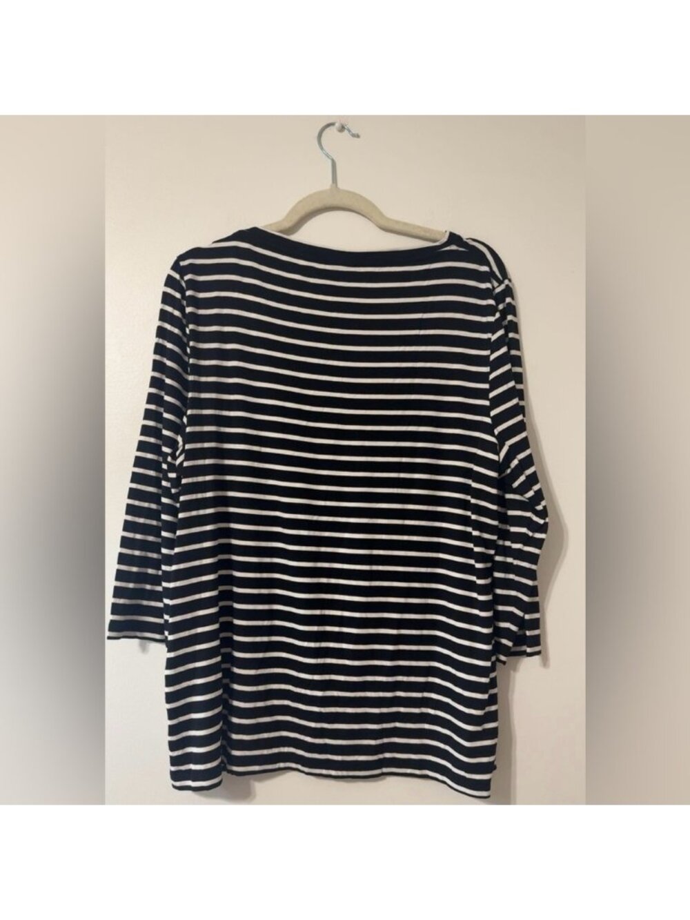 Women’s Black & White Striped V-Neck Tunic Shirt Top - Picture 2 of 4